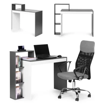 ModernHome CHDK07-DG datorgalds ar 4 plauktiem, pelēks