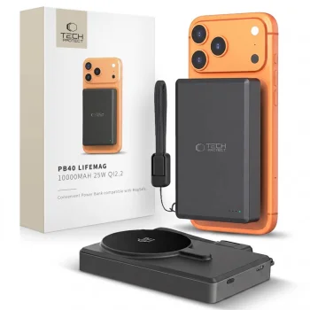 Tech-Protect PB40 LifeMag MagSafe ārējais akumulators 10000mAh 25W Qi2.2, melns