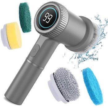Akumulatora rotējošā birste tīrīšanai 5-in-1 virtuvei un vannasistabai