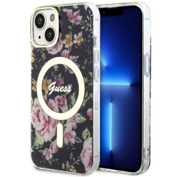 Чехол Guess для iPhone 14 Flower MagSafe, черный