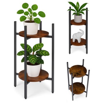 ModernHome 2 Tier Plant Stand Industrial Flower Pot Holder Loft Style for Indoor Plants