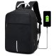 Waterproof anti-theft laptop backpack with USB, black