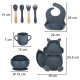 Silikona bērnu trauku komplekts 9 elementi, pelēks | Set of silicone children\'s dishes 9 elements