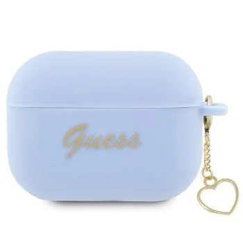 Guess AirPods Pro 2 vāciņš Silicone Charm Heart zils