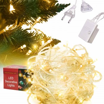 Ziemassvētku Virtene 100 LED Lampiņas, 10m, Silti Baltas | Christmas Lights