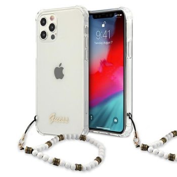 Apple iPhone 12 / 12 Pro 6.1'' Guess White Pearl Case Cover (GUHCP12MKPSWH), Transparent