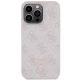 Чехол Guess для iPhone 13 Pro PU Leather Metal Logo Strass Crossbody, розовый