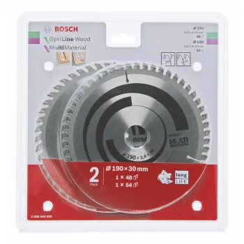 Набор пильных дисков Bosch Optiline Wood и Multi Material, 190 мм, 2 шт.