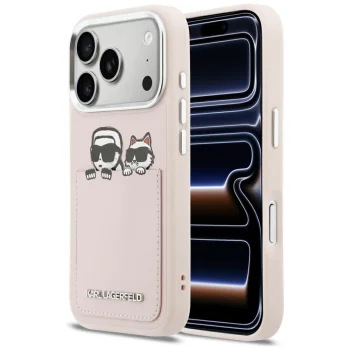 Karl Lagerfeld Karl & Choupette Print & Pocket Phone Case Cover iPhone 17 Pro Max - Pink