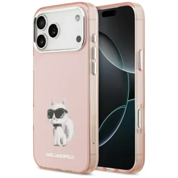 Чехол Karl Lagerfeld IML Aquarelle Choupette & Logo MagSafe для iPhone 17 Pro — розовый