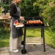 Большой угольный гриль для сада с полками и колесами, черный