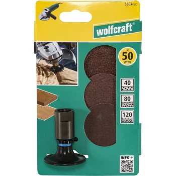 Slīpēšanas disku komplekts leņķa slīpmašīnai Wolfcraft, 50 mm, 4 gab.