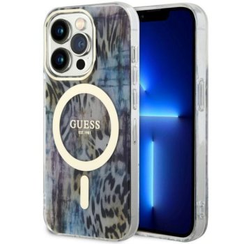 Guess iPhone 14 Pro Max Case Leopard MagSafe, Blue