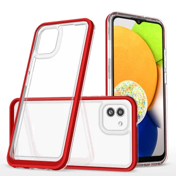 Caurspīdīgs vāciņš Samsung Galaxy A03 Hybrid Armor Clear 3in1, sarkans