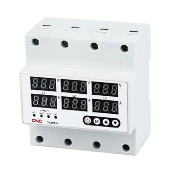 Трехфазное реле контроля напряжения и тока 63A, AC 380V, на DIN-рейку