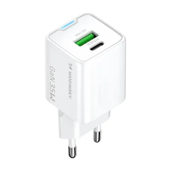 Сетевое зарядное устройство Wozinsky WWC-35W GaN USB-A + USB-C 35W - Белый