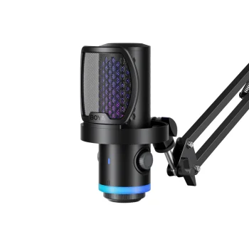 BOYA CastMic G40B spēļu mikrofons ar statīvu, USB-C, melns