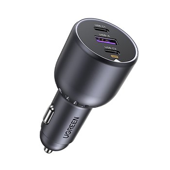 Ugreen EC705 auto lādētājs 130W 2x USB-C 1x USB-A - pelēks | Phone Car Charger