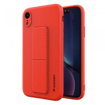 Apple iPhone XR 6.1" Wozinsky Flexible Silicone Kickstand Case Cover, Red | Silikona Vāciņš Maciņš Apvalks Bampers