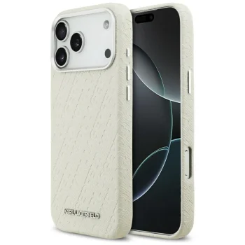 Karl Lagerfeld FW Stamped Karl MagSafe vāciņš priekš iPhone 17 Pro Max – bēšs | Phone Case Cover