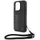 BMW iPhone 15 Pro Max Case Signature Leather Wordmark Cord, Black