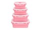 Collapsible Silicone Food Storage Containers 4 Pcs Lunch Box, Pink