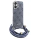 Guess iPhone 16 vāciņš Crossbody Cord 4G Print ar aukliņu, zils