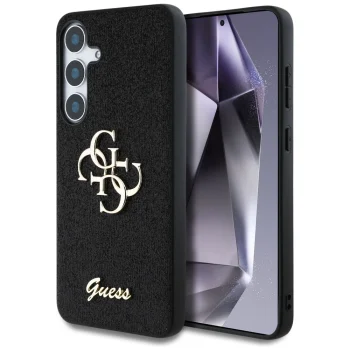 Guess Fixed Glitter Big 4G Metal Logo vāciņš Samsung Galaxy S25, melns