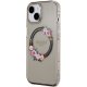Guess iPhone 15 / 14 / 13 vāciņš IML Flowers Wreath MagSafe, melns