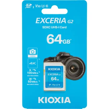 KIOXIA EXCERIA G2 64 GB SDXC memory card, UHS-I U3 V30