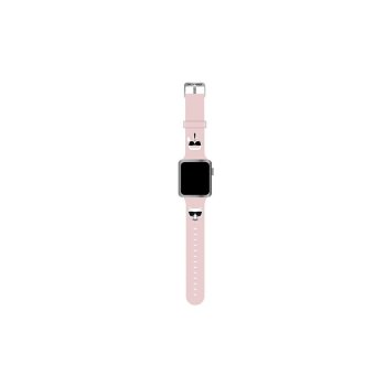 Karl Lagerfeld Pasek KLAWLSLCKP Apple Watch 42/44/45mm rozā siksniņa Silikons & Choupette Heads | pink strap...