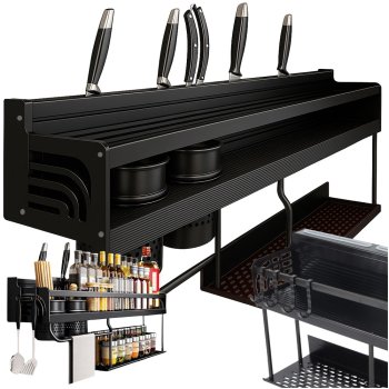Настенный органайзер для кухни металлическая полка для специй и...