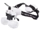 Pulksteņmeistara lupa - brilles ar 2 LED gaismām un 5 maināmām lēcām, melna/balta