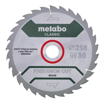 Metabo PrecisionCutClassic saeketas puidule 216 x 30 mm, 30 hammast