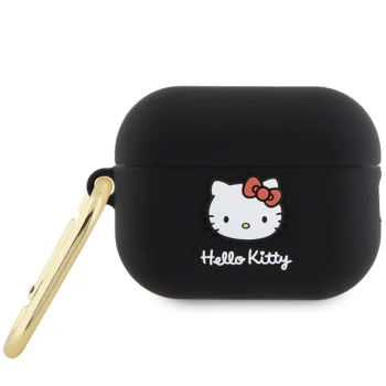 Чехол Hello Kitty для AirPods Pro 2 Silicone 3D Kitty Head, черный