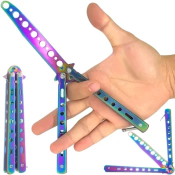 Saliekams Nerūsējošā Tērauda Kabatas Taktiskais Nazis Balisong, Daudzkrāsains | Stainless Steel Tactical Folding...