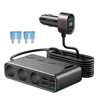 Joyroom JR-CL06 9in1 automašīnas lādētājs 154W ar 3 ligzdu sadalītāju, melns