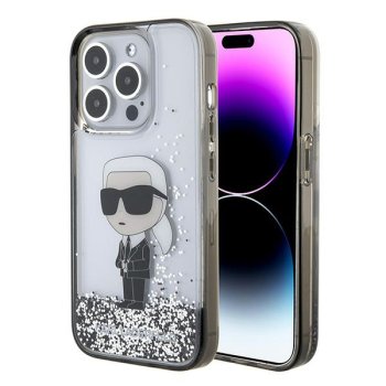 Karl Lagerfeld Liquid Glitter Ikonik telefona vāciņš maciņs iPhone 15 Pro Max - caurspīdīgs | Phone Case Cover...