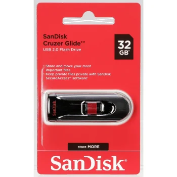 USB zibatmiņa SanDisk Cruzer Glide 32 GB USB 2.0 SDCZ60-032G-B35, melna/sarkana