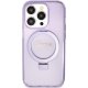Guess iPhone 15 Pro Case Ring Stand MagSafe Script Logo Glitter, Purple