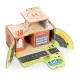 ECOTOYS 2-in-1 Wooden Fire Station Playset with Fire Truck, Figures and Vehicles