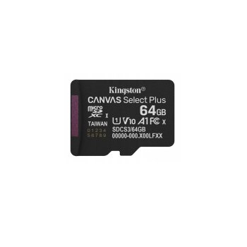 Kingston Canvas Select Plus 64GB microSD atmiņas karte 100MB/s ar adapteri, melna