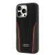 Leather MagSafe Case Audi iPhone 16 Pro Max Black/Red