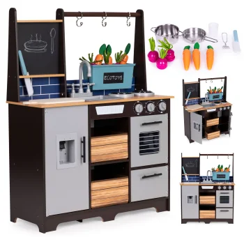Большая деревянная детская кухня Ecotoys TL40030 с овощами и...