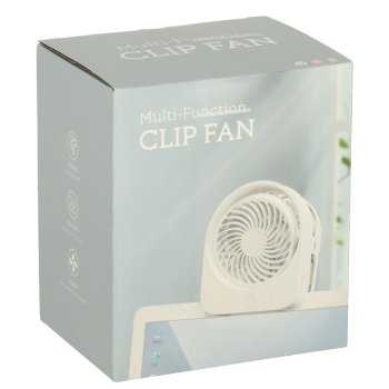 Bezvadu galda ventilators ar klipsi, USB, 3 ātrumi, 11.5 cm, balts