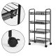 Modernhome KJZT090 Black Metal Rolling Storage Cart with 4 Shelves