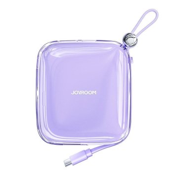 Joyroom ārējā baterija 10000 mAh Jelly Series 22.5W ar iebūvētu USB‑C kabeli, violeta (JR‑L002)