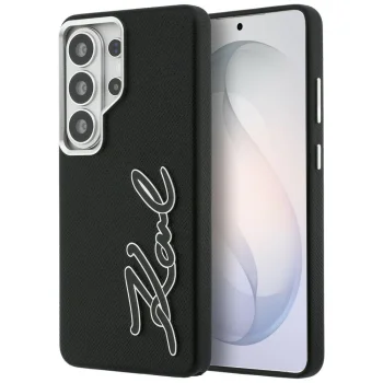 Karl Lagerfeld Grained Signature vāciņš Samsung Galaxy S26 Ultra, melns