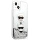 Apple iPhone 13 mini 5.4\" Karl Lagerfeld Liquid Glitter Karl&Choupette Head Case Cover (KLHCP13SKICGLS), Silver |...