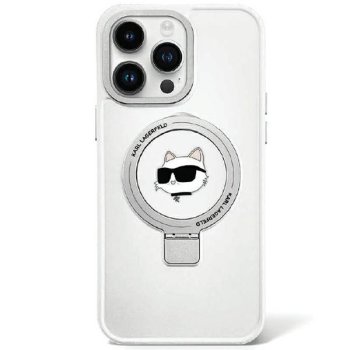 Apple iPhone 15 Plus 6.7" Karl Lagerfeld Ring Stand Choupette Head MagSafe Case Cover (Klhmp15mhmrschh), White |...